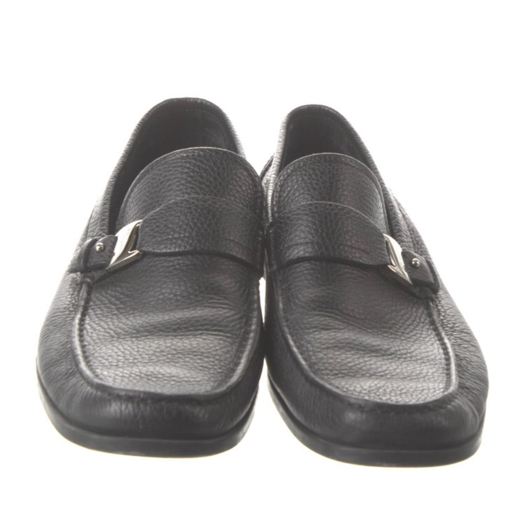 Salvatore Ferragamo Bravo Pebbled Buckle Strap Loafer Solid Black Size 9.5 D - Picture 2 of 4